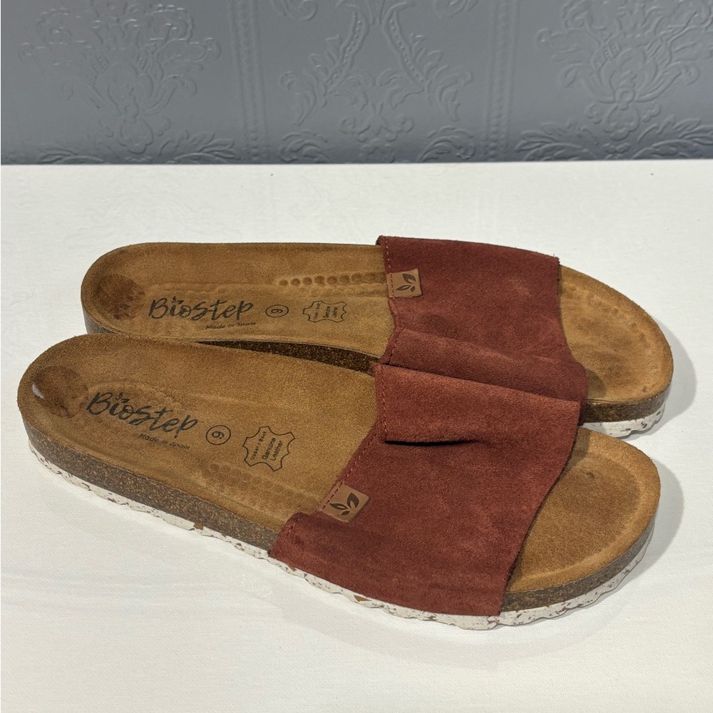 Bibstep Women's Red Suede Slide Sandals Size 9